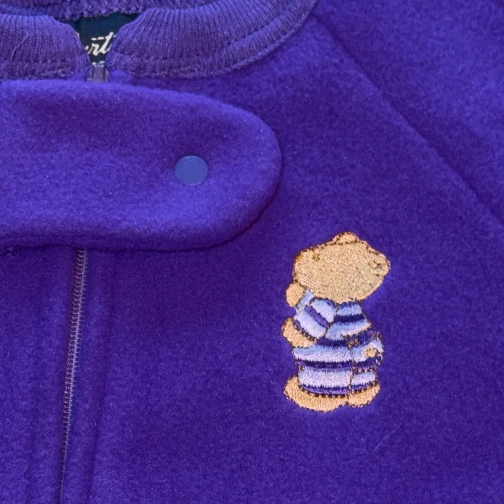 Vintage Carter's Baby Fleece Blanket Sleeper 0-6M Purple Teddy Zip-Up Y2K 1 Pc